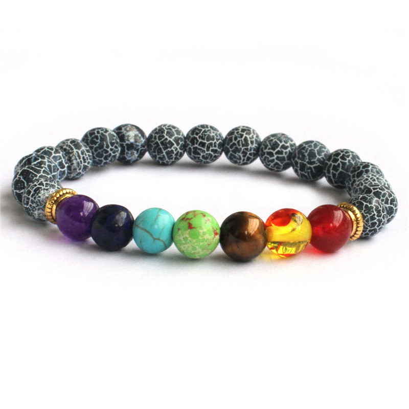 Chakra Yoga Bracelet - 8mm Tiger Eye Hematite Black Obsidian Beaded, 7 Inches Elastic Design, Unisex Stylish Accessory