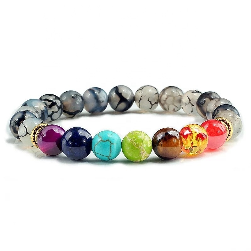 Chakra Yoga Bracelet - 8mm Tiger Eye Hematite Black Obsidian Beaded, 7 Inches Elastic Design, Unisex Stylish Accessory