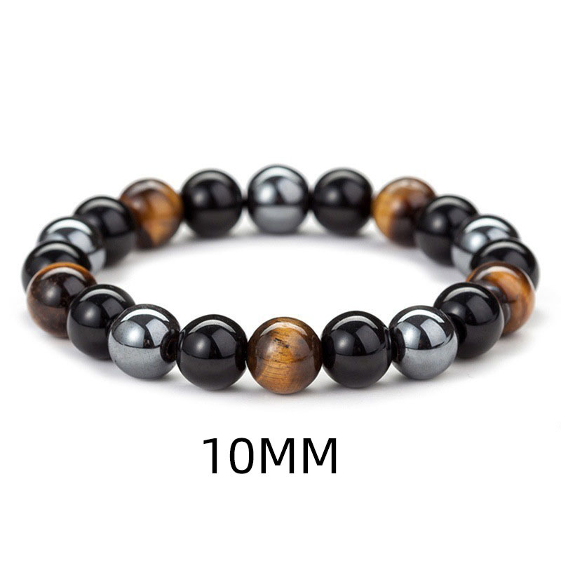 Tiger Eye Stone Triple Protection Bracelet Diameter: 4-8 Inch (In)