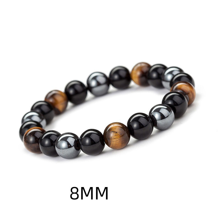 Tiger Eye Stone Triple Protection Bracelet Diameter: 4-8 Inch (In)