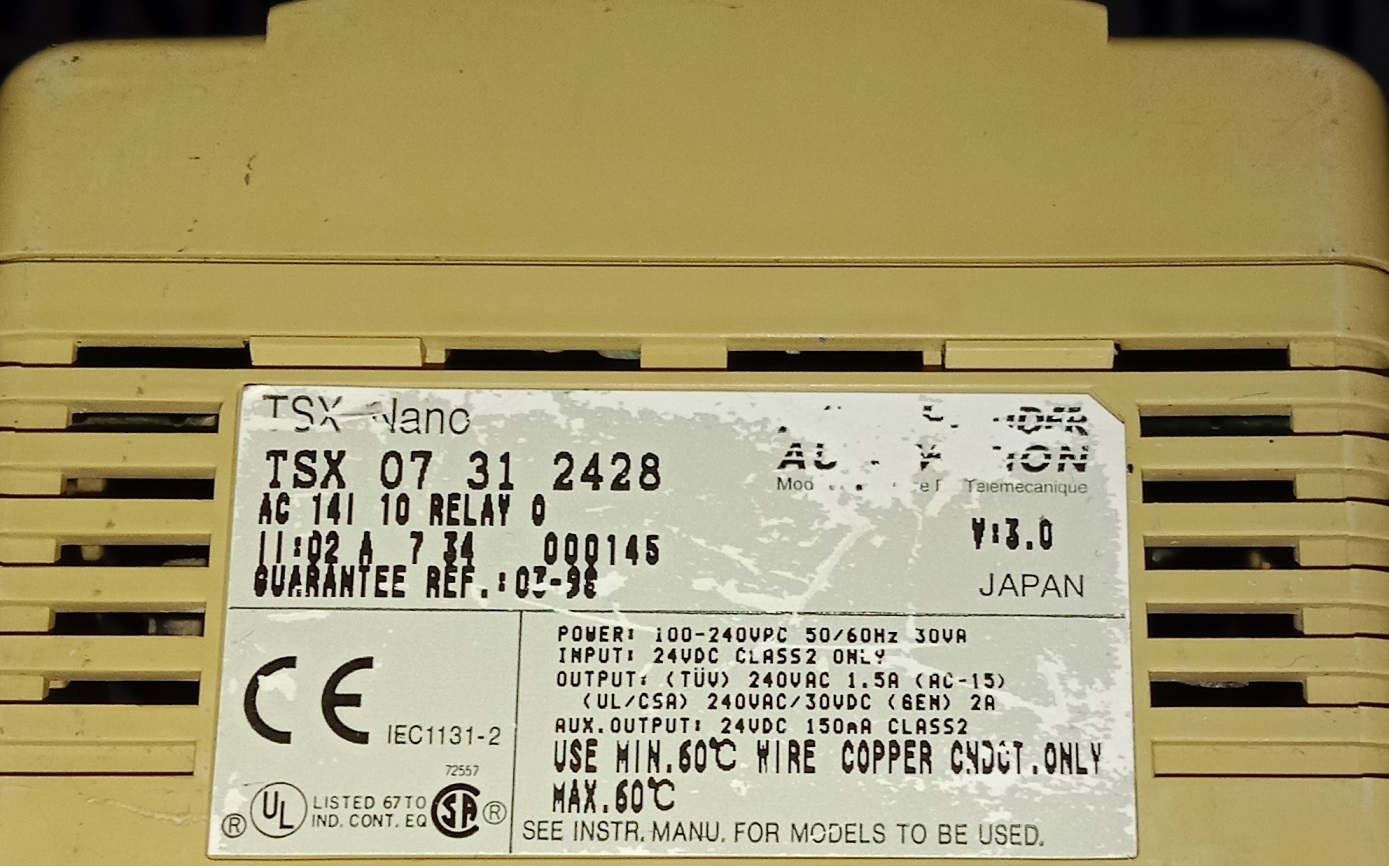 Schneider Programmable Contrllers Tsx 07 31 2428