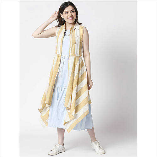 All Season Ladies Vintage Dress With Striped Jacket