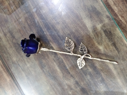 BRASS GOLDEN ROSE WITH BLUE BUD CHURCH SUPPLIES