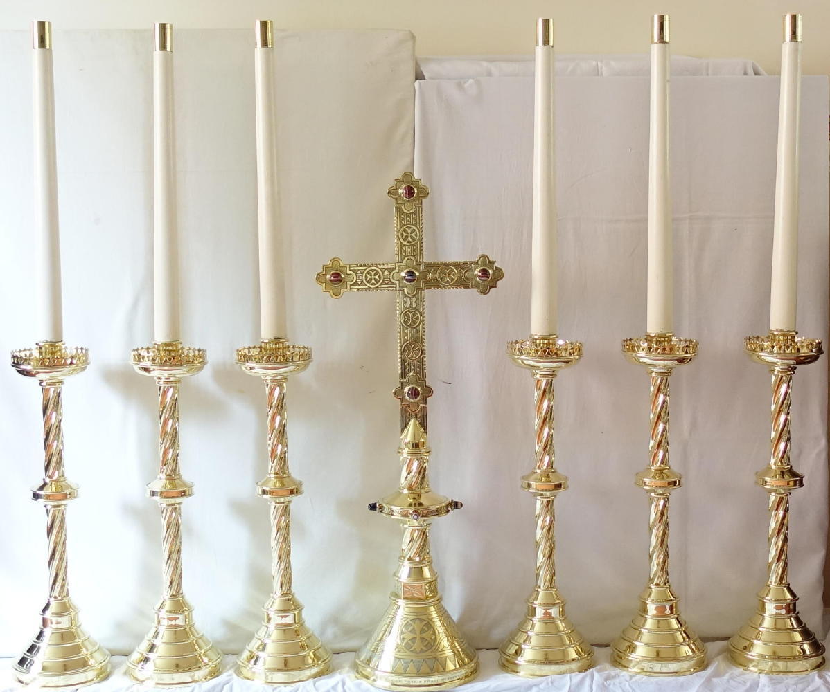 Altar Cruicifix With Candle Holder Set Of Seven Church Supplies