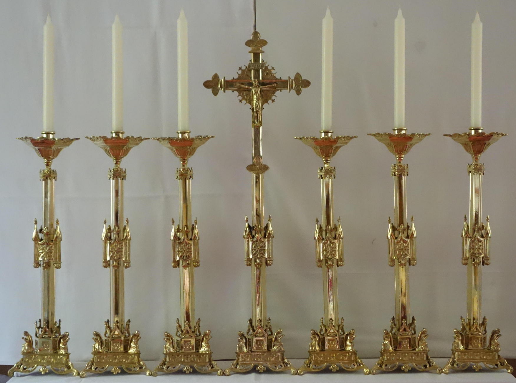 Altar Cruicifix With Candle Holder Set Of Seven Church Supplies