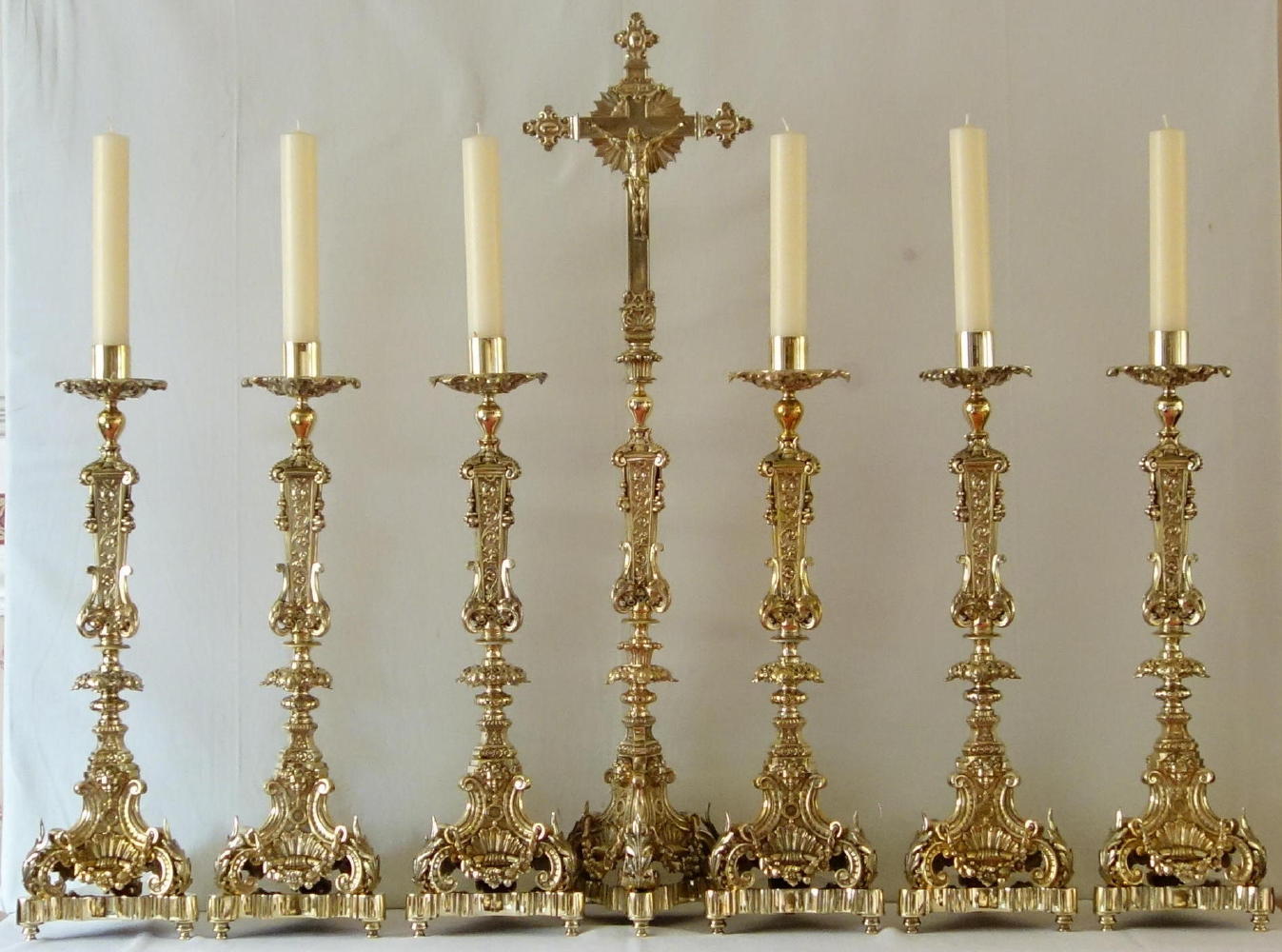 Six Candle Holder With Matching Altar Cross Church Supplies