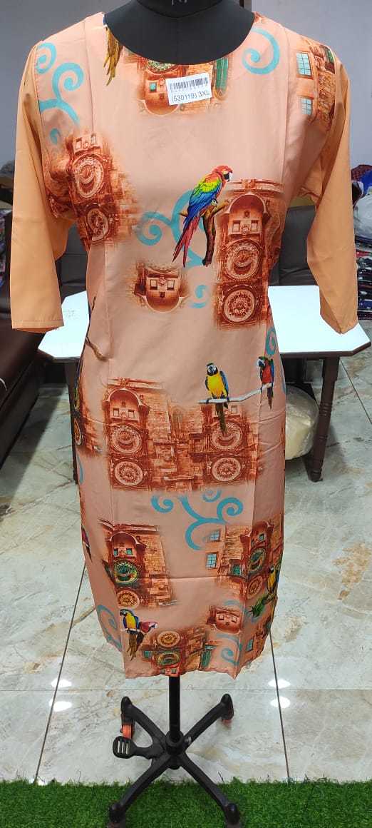 American Crape Kurti - American Crape, Sizes S-3xl, Printed Pattern, Full Sleeves, Breathable & Washable, Custom Logo Available, Casual Wear For Ladies