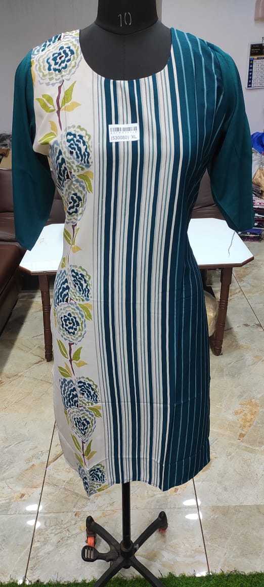 American Crape Kurti - American Crape, Sizes S-3xl, Printed Pattern, Full Sleeves, Breathable & Washable, Custom Logo Available, Casual Wear For Ladies