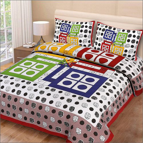 3D Bed Sheet - 100% Cotton, 90 x 108inch | Ludo and Snake Ladder Printed, Includes 1 Bed Sheet & 1 Pair of Pillow Covers