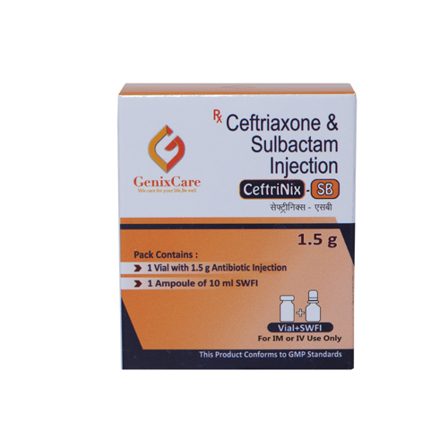 Ceftriaxone And Sulbactam Injection - 1000mg/500mg Dosage | Antibiotic Treatment For Respiratory, Skin, And Urinary Infections, Safe For Aged And Children