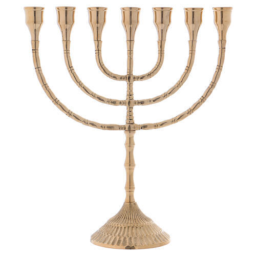 Brass Seven Arm Red Menorah Candle Holder Stand Church Supplies