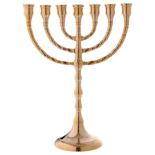 Brass Seven Arm Red Menorah Candle Holder Stand Church Supplies