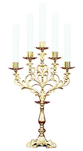 Full Engraved Five Arm Candelabra Church Supplies