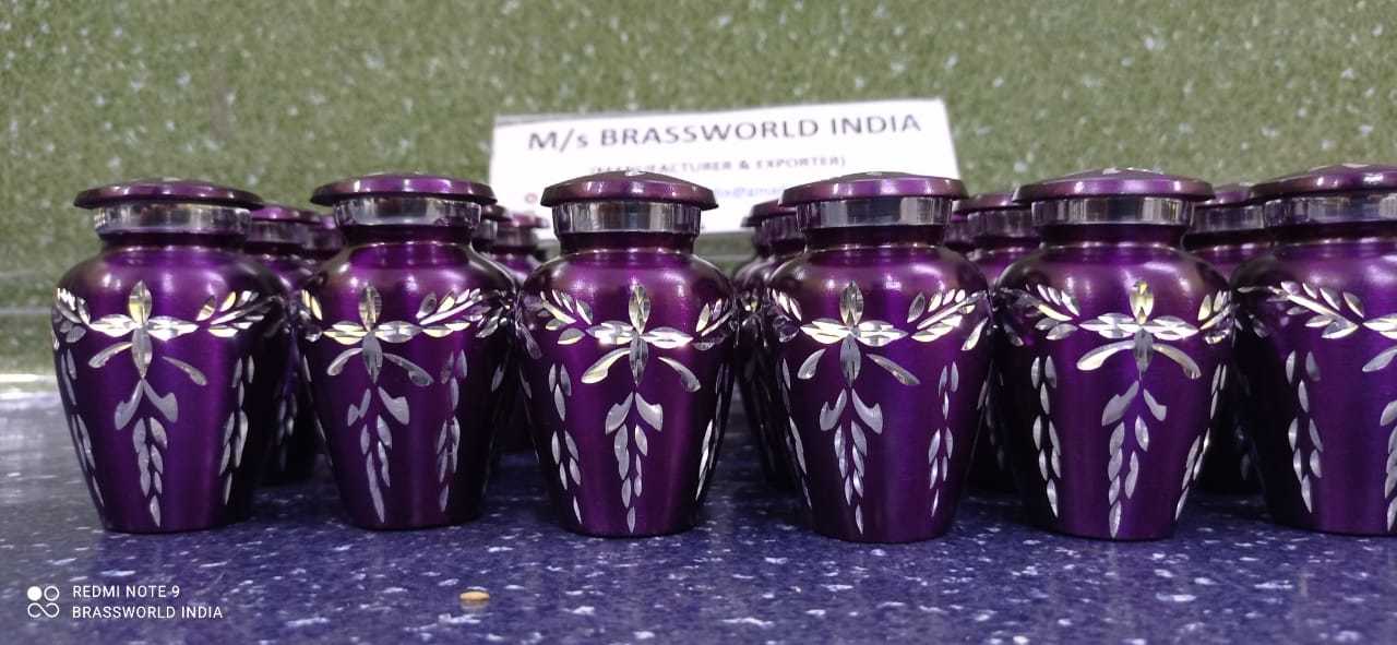 Purple Silver Keepsake Aluminium Cremation Urn Funeral Supplies