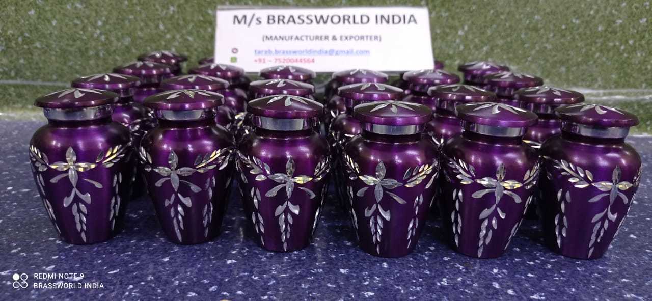 Purple Silver Keepsake Aluminium Cremation Urn Funeral Supplies