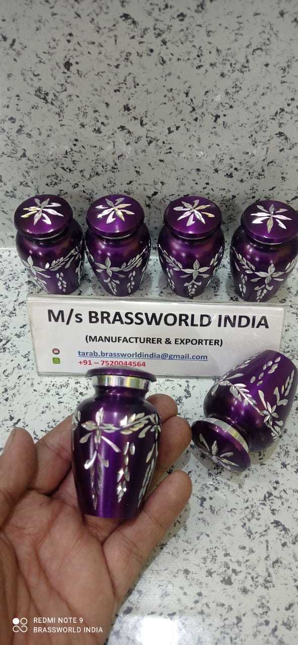 Purple Silver Keepsake Aluminium Cremation Urn Funeral Supplies