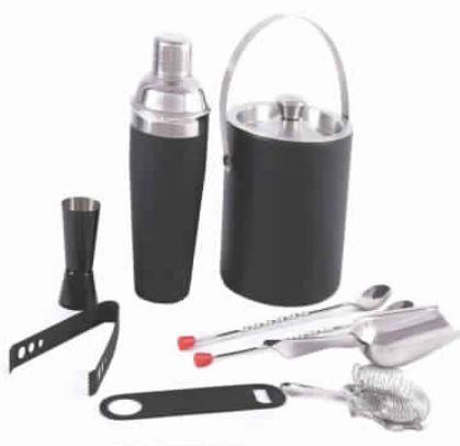 स्टेनलेस स्टील काले रंग का बार सेट