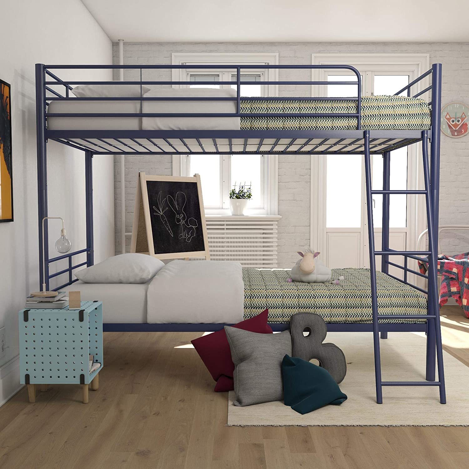 Mild Steel Bunk Bed With Ladder In Blue Carpenter Assembly