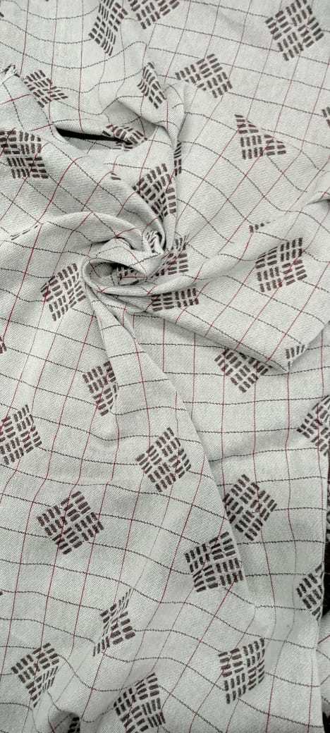 Check Fabric - Jacquard Poly Cotton, 87 Inch Width | Colourfast, Anti-wrinkle, All-season Versatility With Smooth Texture