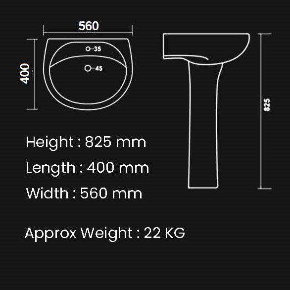 White 22 X 16 Repose Pedestal Wash Basin