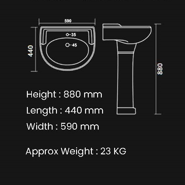 White Stargold Set Wash Basin