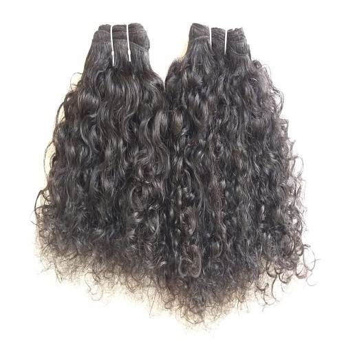 Natural Black & Brown Raw Curly Machine Weft Human Hair