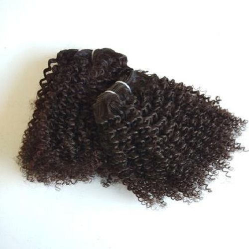 Natural Black & Brown Raw Curly Machine Weft Human Hair