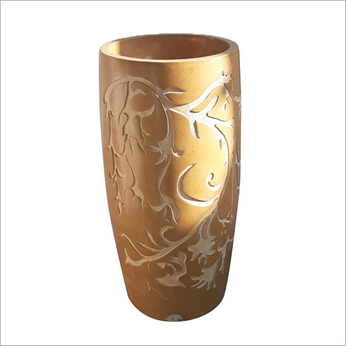Engraved Stone Pedestal Wash Basin - Shape: Round