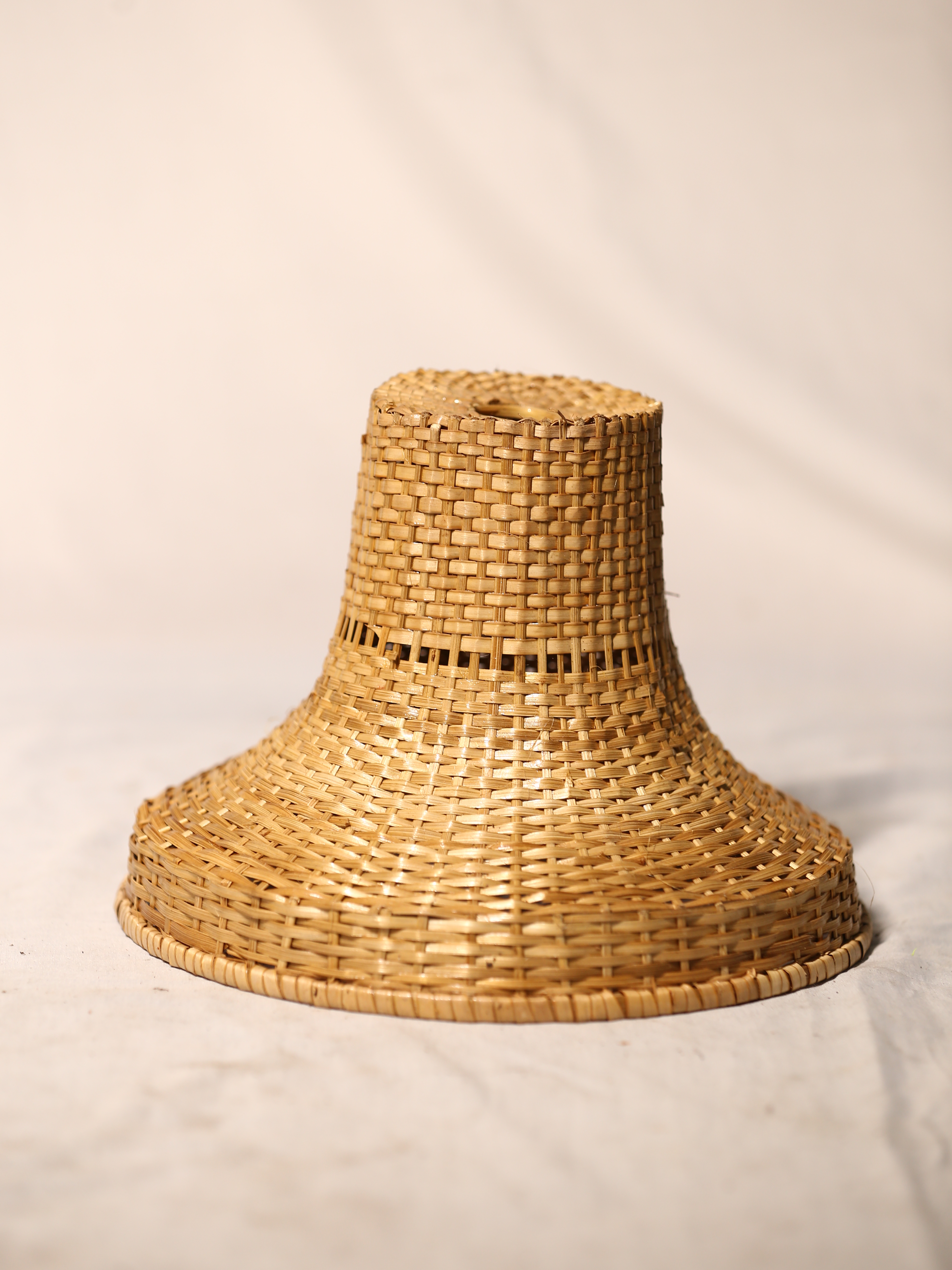 Lampshade Funnel Type - Bamboo Material, 100 Grams Weight | Antique Style, Wooden Color, Polished Surface Finish, Decorative Use