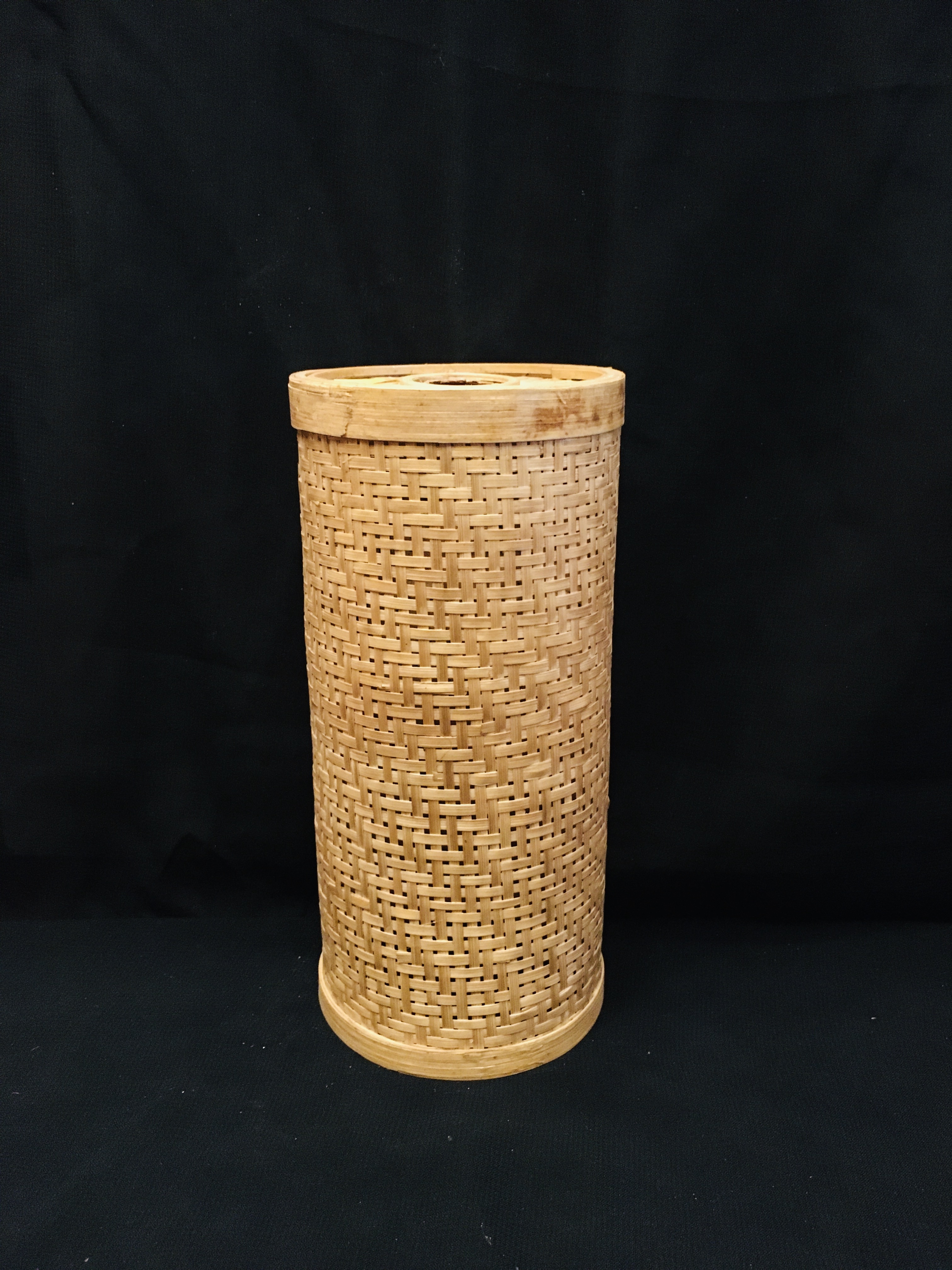 Lampshade Cylindrical(b) - Bamboo Material, Big Size, Wooden Color - Antique Style, Polished Surface Finish, Handicrafts For Decorative Use