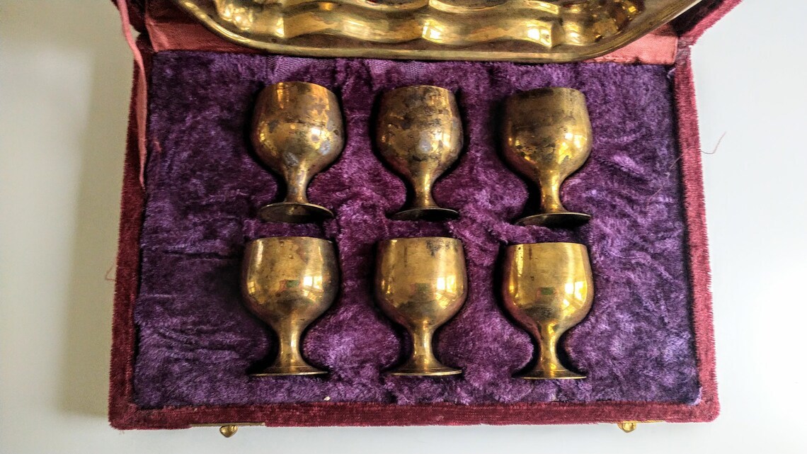 Vintage Brass Church Chalice With Velvet Box Church Supplies