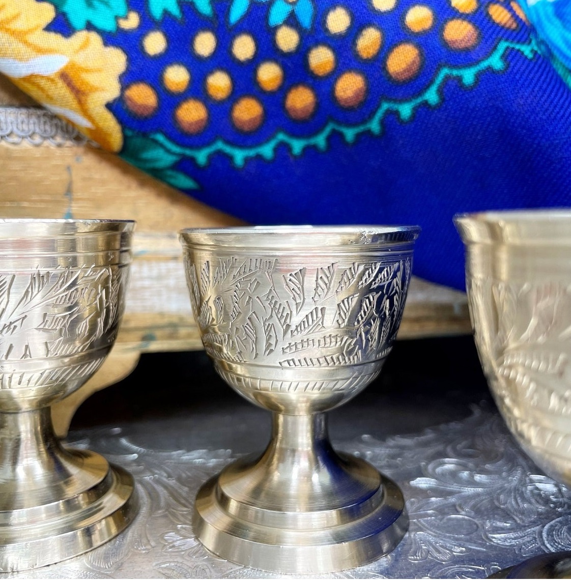 Brass Black Golden Engraved Chalice Church Supplies