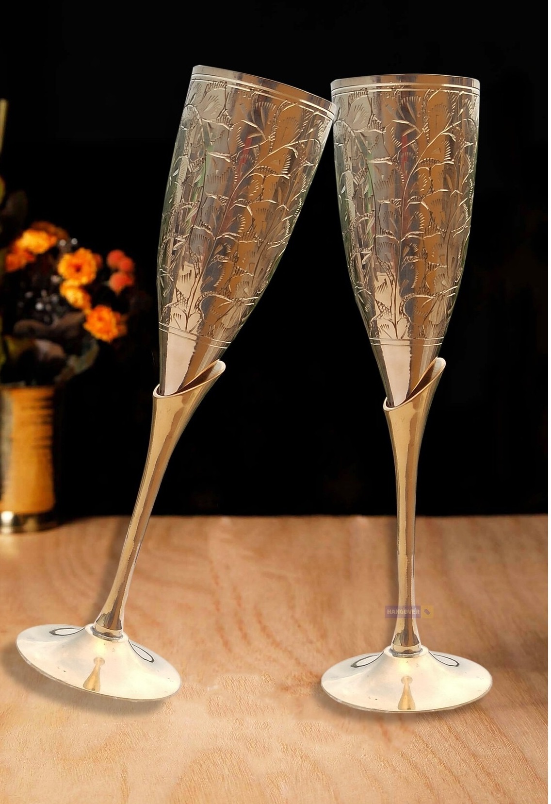Brass Golden Goblet Full Engraved Church Supplies