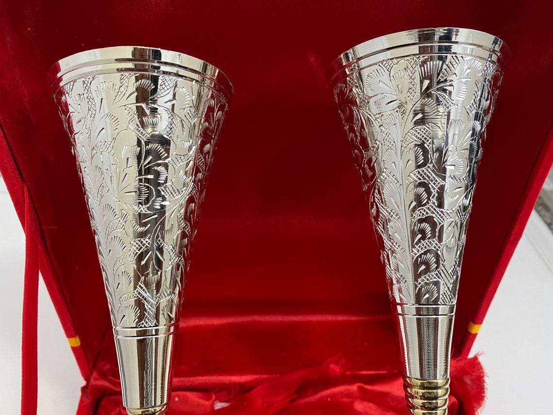 Brass Golden Goblet Full Engraved Church Supplies
