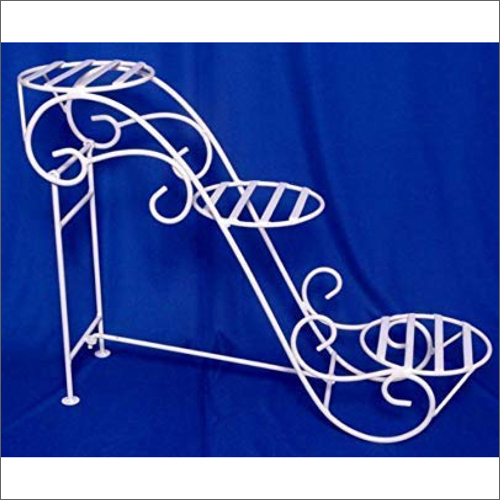 कलर कोटेड 55X18X47Cm 3 पॉट हैवी ड्यूटी प्लांट व्हाइट स्टैंड