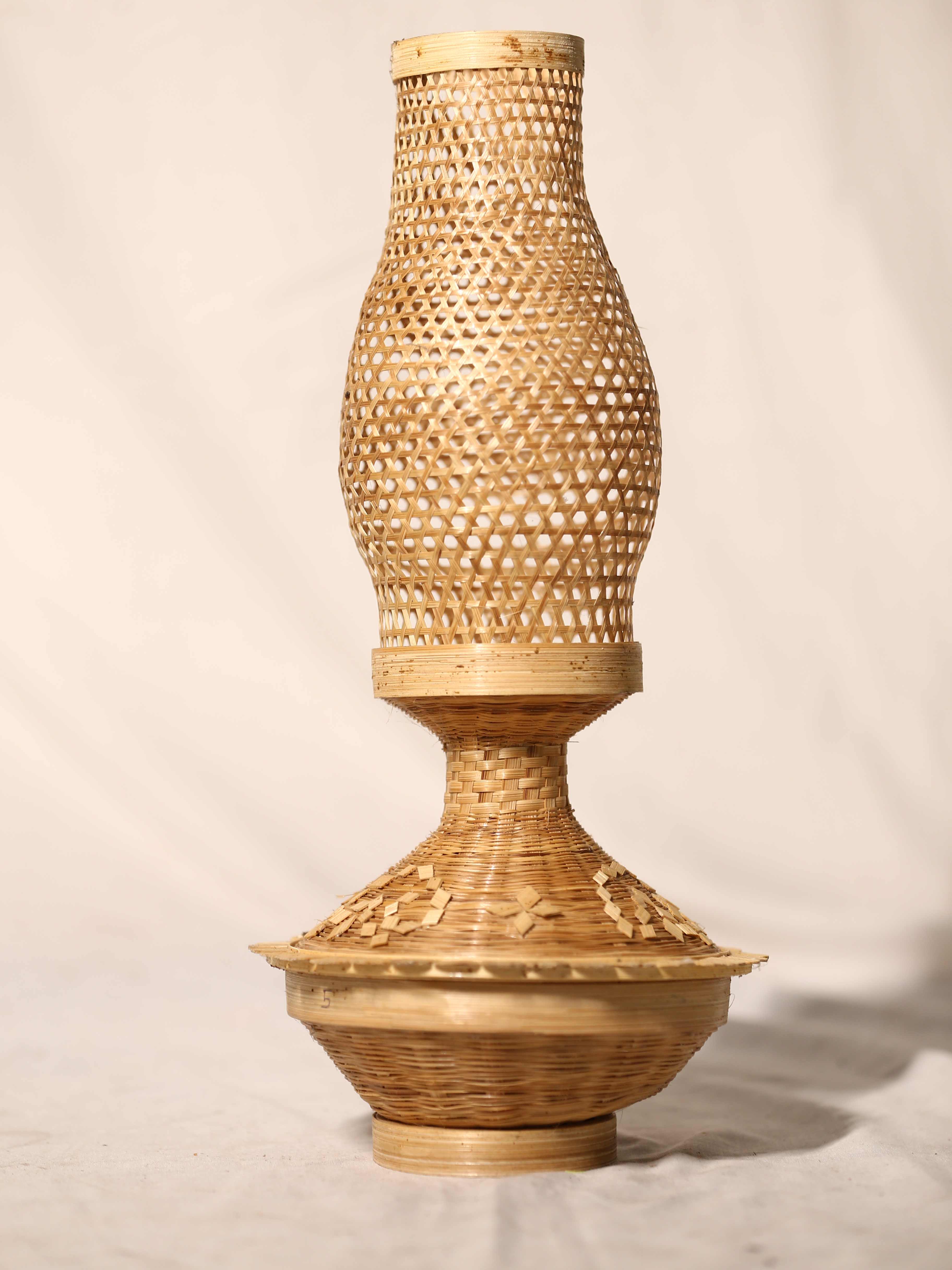 Bamboo Table Lamp - Big Size, Wooden Color | Antique Style, Polished Surface Finish, Decorative Handicrafts