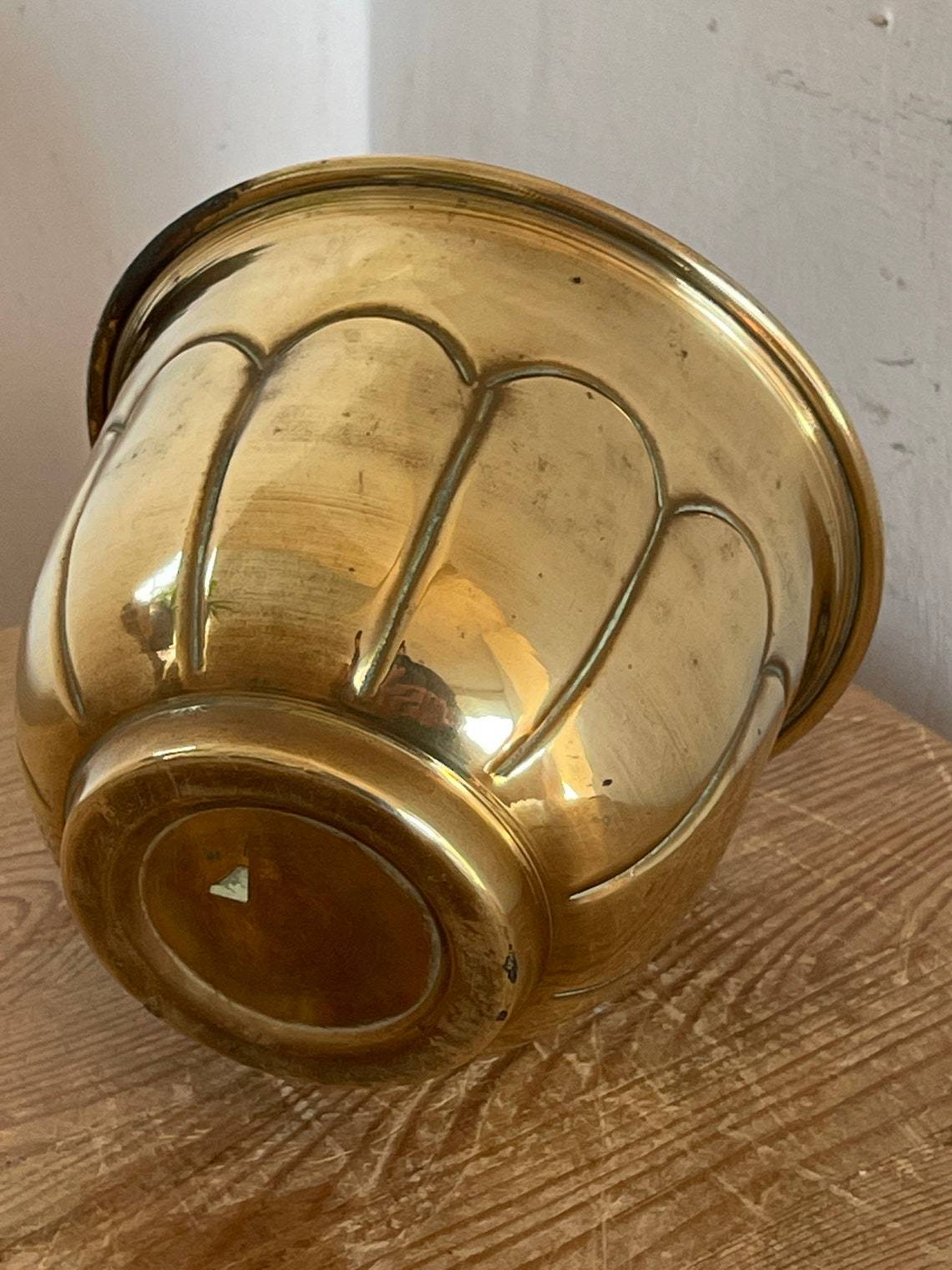 Brass Full Engraved Golden Oval Shaped Planter