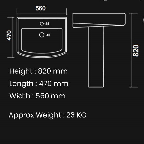 White Deltar Pedestal Wash Basin Set