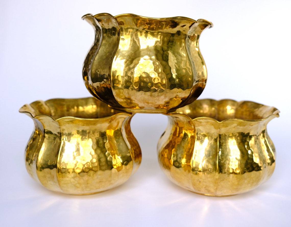 Brass Small Planter Set Of Two