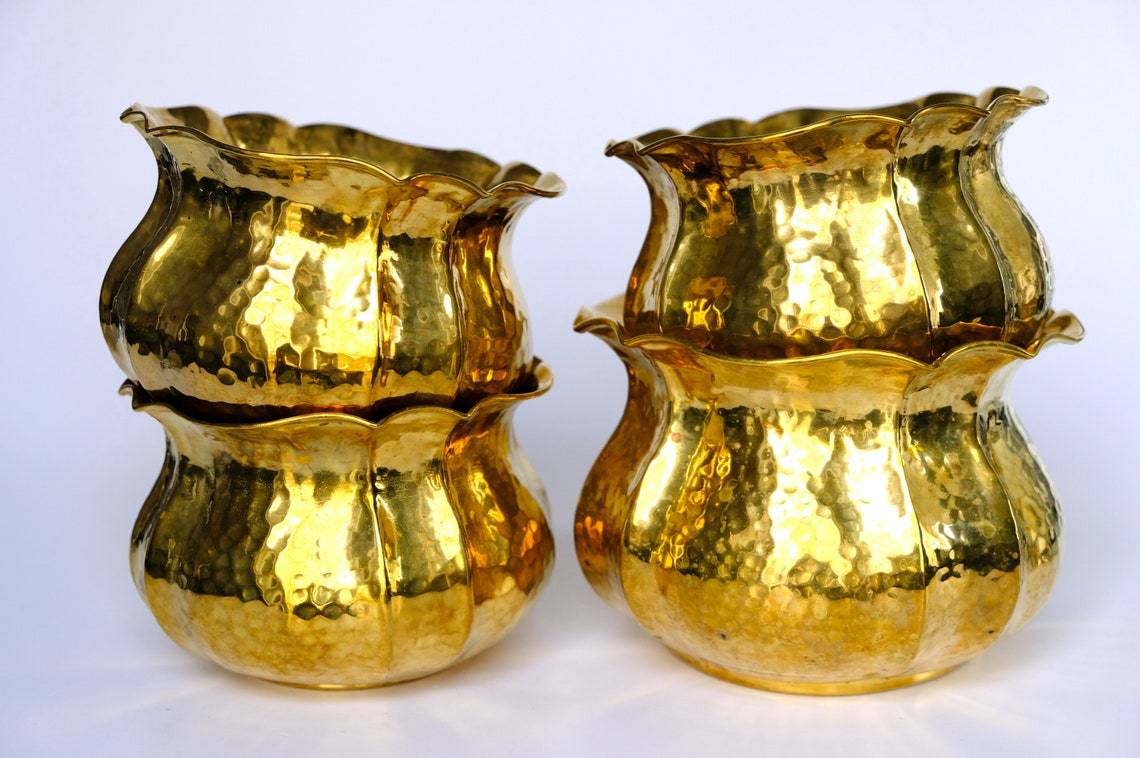 Brass Small Planter Set Of Two