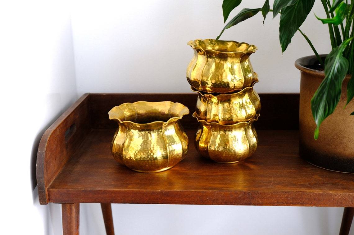 Brass Small Planter Set Of Two