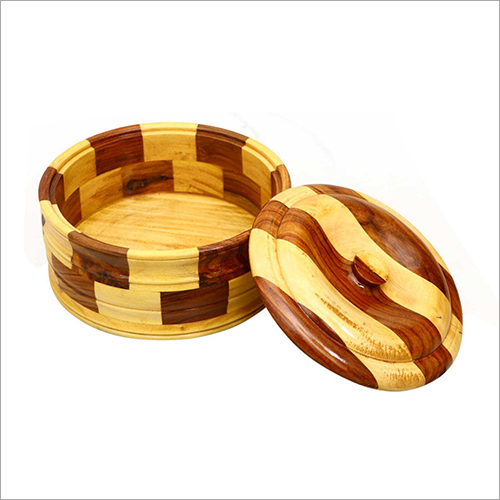 पॉलिश किया हुआ लकड़ी का गोल चपाती बॉक्स