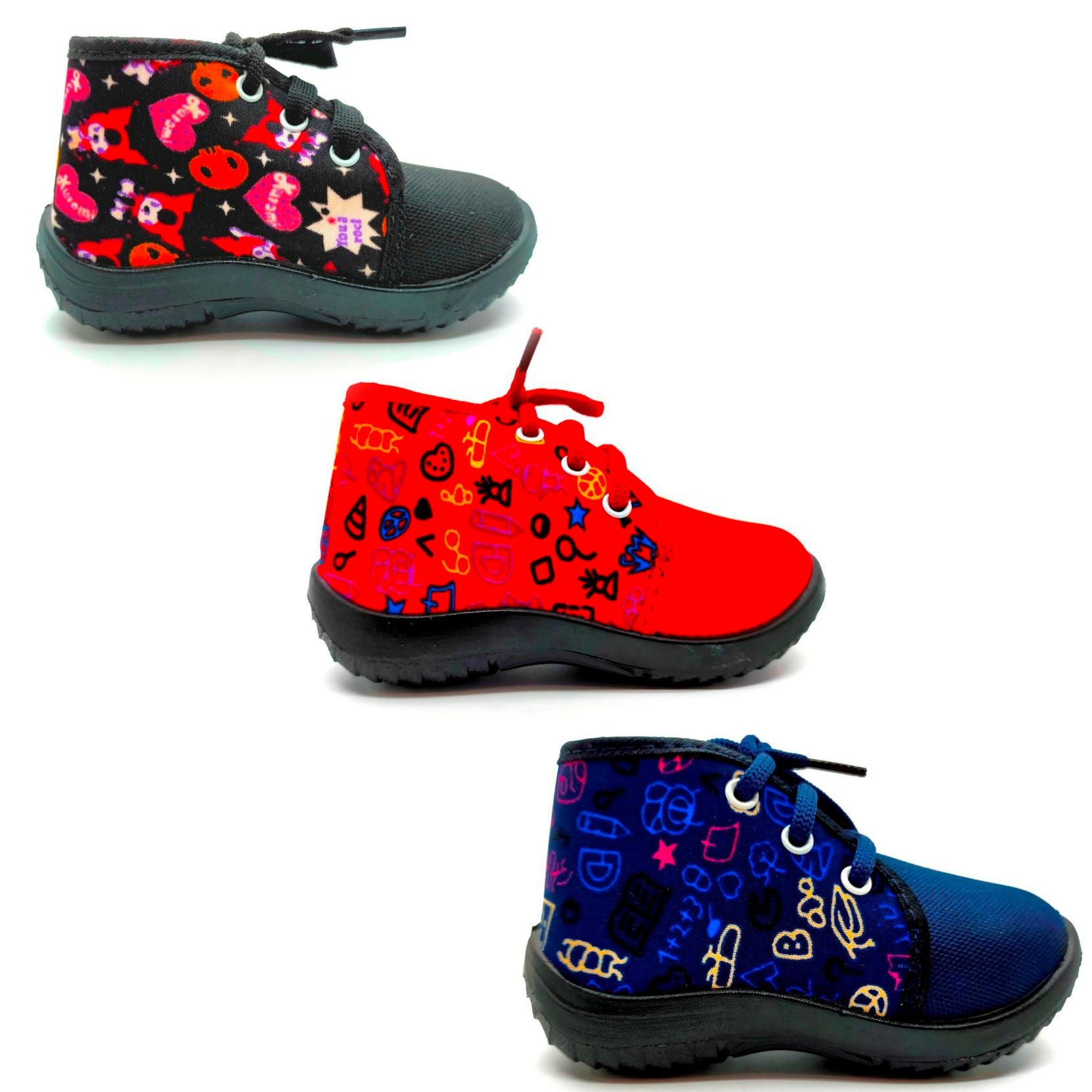 Casual Sneakers - Canvas Material, Various Sizes, Red Color - Unisex Lace-up Style