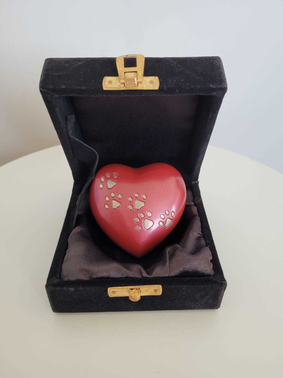 Brass Blue Heart Pet Paw Engraved Pet Cremation Urn Funeral Supplies