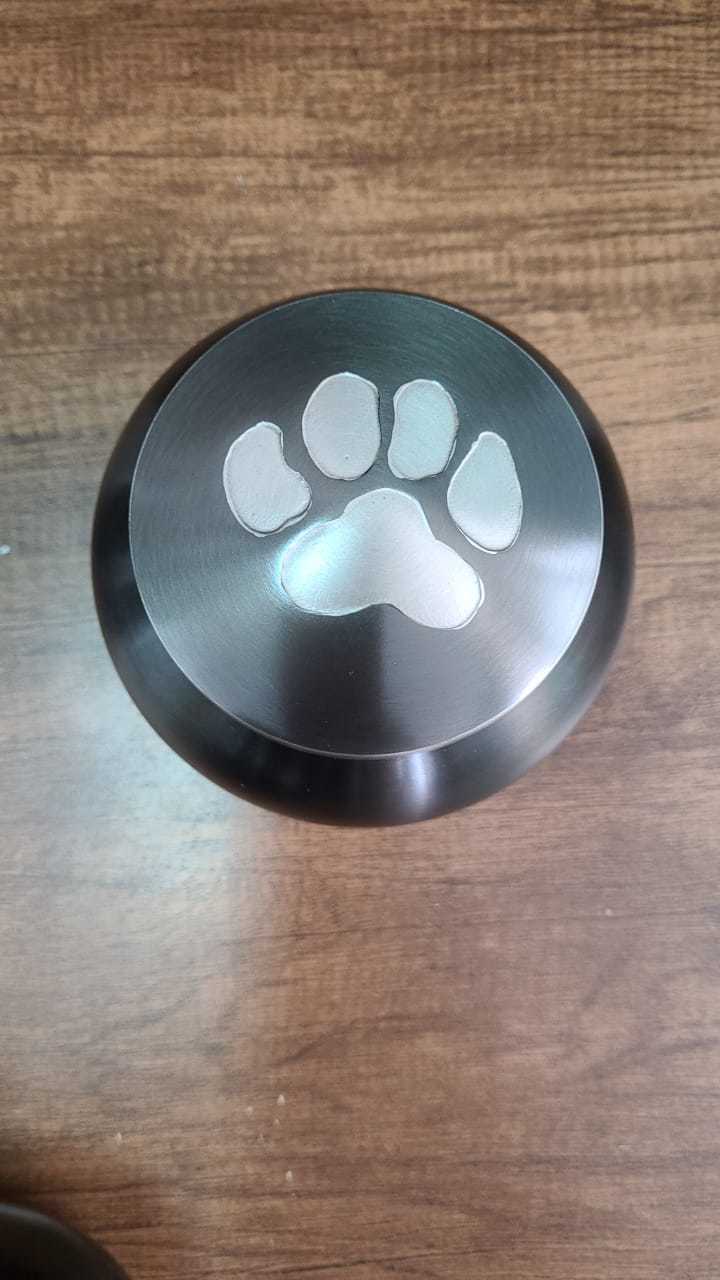 Brass Blue Shining Pet Paw Engraved Pet Odyssey Pet Cremation Urn Funeral Supplies