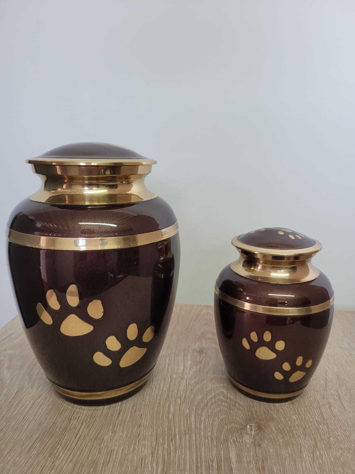 Brass Blue Shining Pet Paw Engraved Pet Odyssey Pet Cremation Urn Funeral Supplies