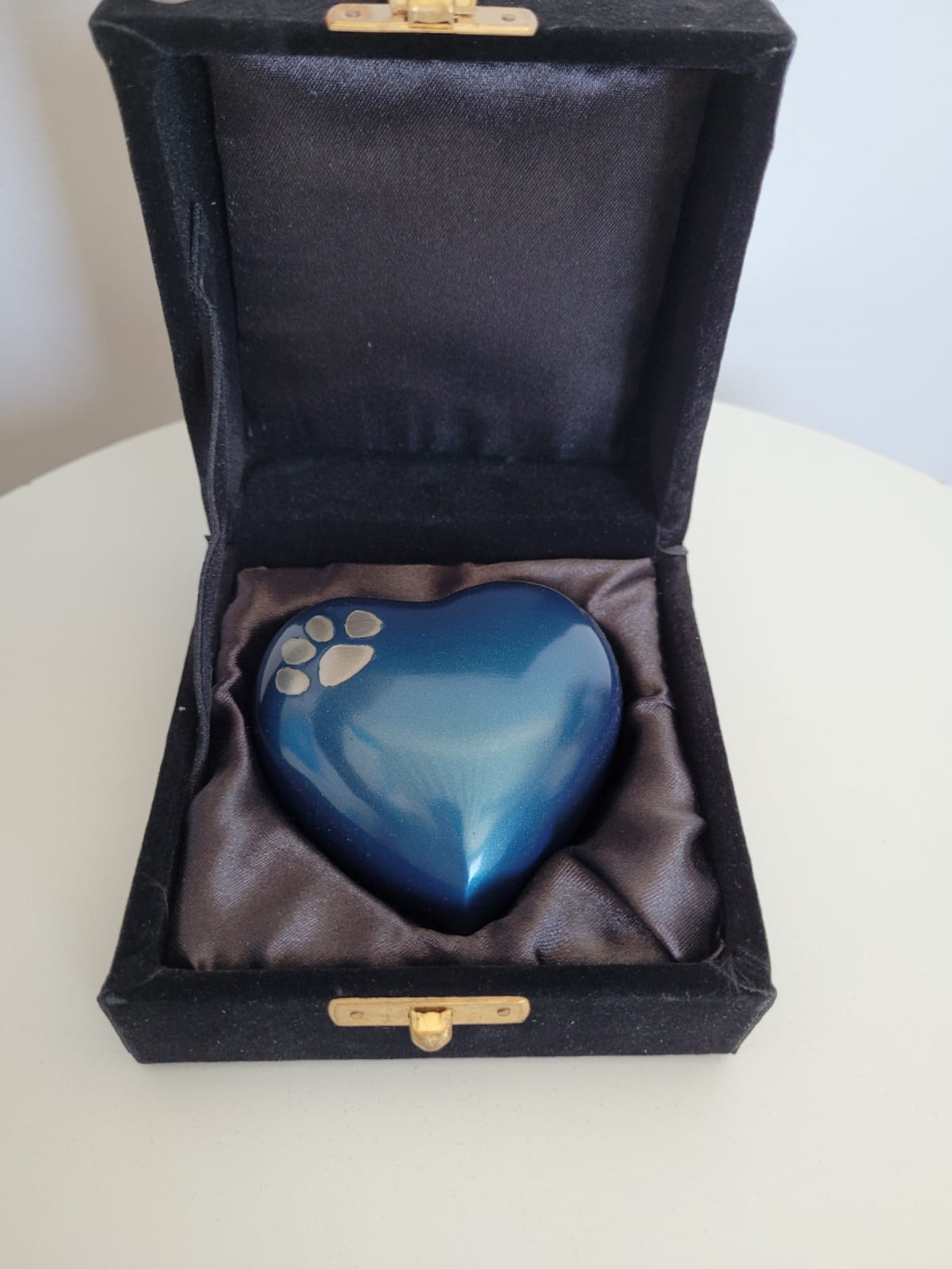 Brass Blue Shining Pet Paw Engraved Pet Odyssey Pet Cremation Urn Funeral Supplies