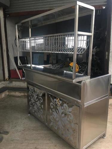 Pick Up Counter - 18 Gauge Stainless Steel, 72x24x34+18+12 Inches | 2 Under Shelves, 2 Over Shelves, Adjustable Nylon Bush Legs