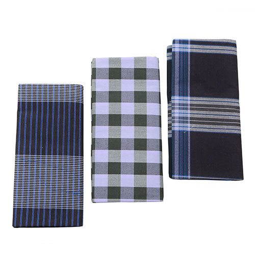 Deluxe Royal Fancy Lungi - Cotton, Free Size (2.00m, 2.10m, 2.20m) | Mixed Color, Checked Pattern, Male Suitable, Custom Sizes Available