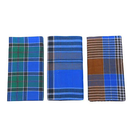 Elite Ajanta Fancy Lungi - Cotton, Free Size 2.00m/2.10m/2.20m, Royal Blue, Checked Pattern | Suitable For Male Wear